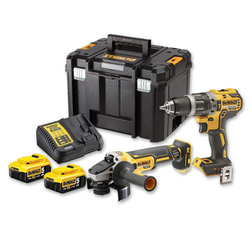 DCK2080P2T DeWALT smūginio suktuvo-gręžtuvo ir kampinio šlifuoklio rinkinys (2x5.0 Ah)