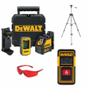 DW088K DeWALT 2 krypčių savaime susireguliuojantis lazeris + DE0892 lazerio detektorius + DW030PL lazerinis atstumo matuoklis