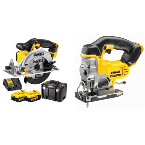 DCS391P2 DeWALT 18 V XR Li-Ion diskinis pjūklas + DCS331N 18 V XR Li-Ion siaurapjūklis