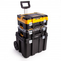DCE079D1G DeWALT rotacinis nivelyras + statybinis trikojis + DWST1-81049 TSTAK vežimėlio ir dėžių komplektas