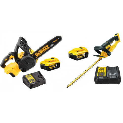 DCM563P1 DeWALT gyvatvorių žirklės + DCM565P1 grandininis pjūklas