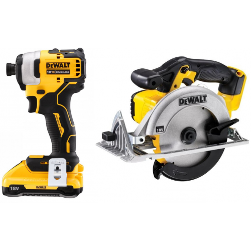 DCF809N DeWALT 18 V smūginis suktuvas + DCS391N 18 V XR Li-Ion diskinis pjūklas