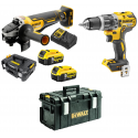 DCG406P2 DeWALT 18V kampinis šlifuoklis + DCD796N 18V suktuvas-gręžtuvas + 1-70-322 dėžė