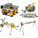 DWE7485 DeWALT išilginio pjovimo staklės + DE7400 stovas + DWS727 skersinio pjovimo staklės + DE7023 stalas