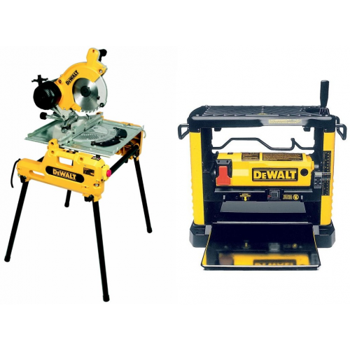 DW743N DeWALT 250 mm kombinuotasis pjūklas + DW733 reismusinės obliavimo staklės