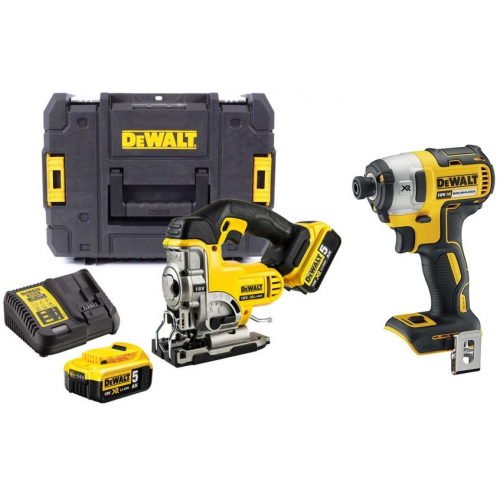 DCS331P2 DeWALT 18 V siaurapjūklis + DCF887N 18 V smūginis suktuvas