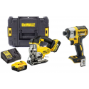 DCS331P2 DeWALT 18 V siaurapjūklis + DCF887N 18 V smūginis suktuvas