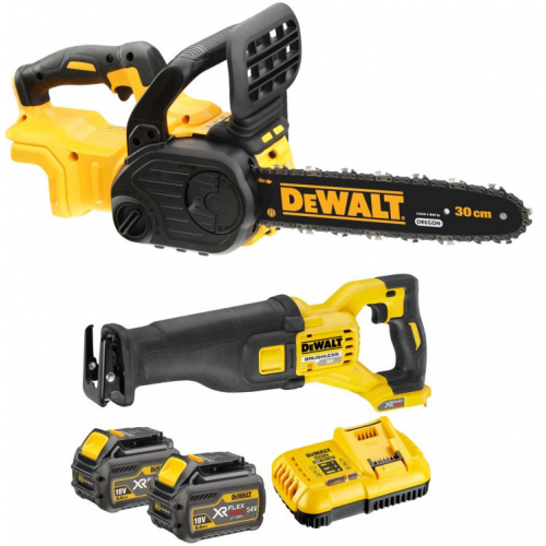 DCS388T2 DeWALT FLEXVOLT 54V tiesinis pjūklas + DCM565N 18V grandininis pjūklas