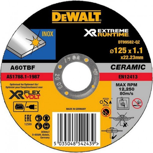 DT99582 DeWALT FLEXVOLT 125x1.1 mm pjovimo diskai (10 vnt.)