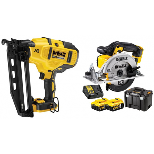 DCN660N DeWALT 18 V XR 16 Ga akumuliatorinė viniakalė + DCS391P2 18 V diskinis pjūklas