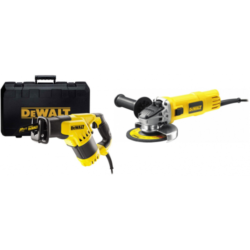 DWE357K DeWALT 1050 W kompaktiškas tiesinis pjūklas + DWE4157 125 mm kampinis šlifuoklis