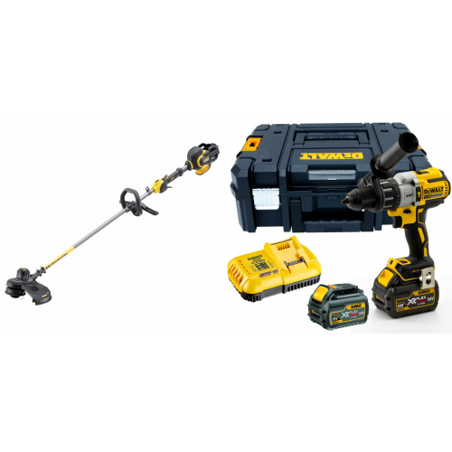 DCD996T2 DeWALT 54V akumuliatorinis suktuvas - gręžtuvas + DCM571N FLEXVOLT 54V žoliapjovė - trimeris