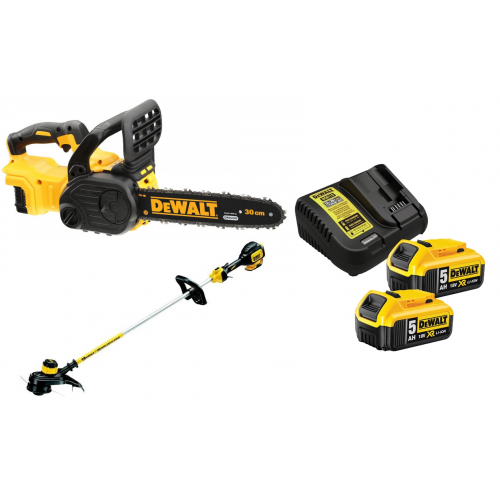 DCM561PB DeWALT 18V žoliapjovė – trimeris + DCM565P2 18V grandininis pjūklas