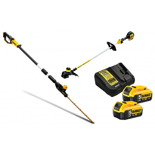 DCM561P2 DEWALT 18V žoliapjovė – trimeris + DCMPH566N 18V 550 mm gyvatvorių žirklės