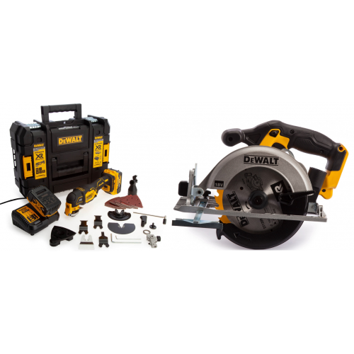 DCS356P2 DeWALT 18V daugiafunkcinis įrankis + DCS391N DeWALT 18V diskinis pjūklas