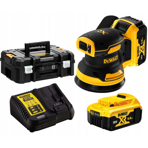 DCW210P2 DeWALT 18V 125 mm ekscentrinis šlifuoklis (2x5.0 Ah)