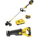 DCS388N DeWALT FLEXVOLT 54V tiesinis pjūklas + DCM571X1 54V žoliapjovė-trimeris