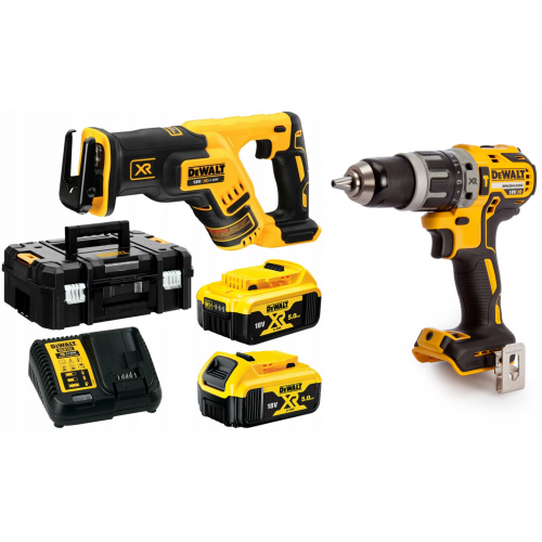 Akumuliatorinis tiesinis pjūklas DeWALT DCS367P2 + akumuliatorinis suktuvas DeWALT DCD796N