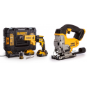 Įrankių rinkinys akumuliatorinis gipskartonio grežtuvas DeWALT DCF620P2K + Siaurapjūklis DeWALT DCS331N