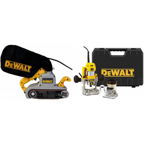 DWP352VS DeWALT 1010W 76x533mm juostinis šlifuoklis + D26204K freza 900 W - 8 mm