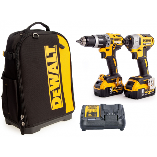 DCK266P2X DeWALT 18V smūginis suktuvas + suktuvas-gręžtuvas su įrankių kuprine (2x5.0 Ah)