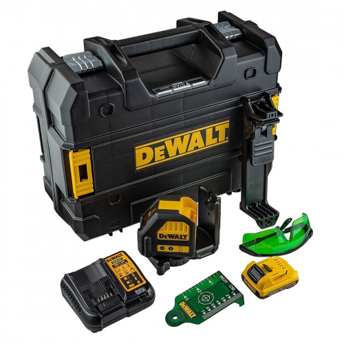 Kryžminių linijų lazerinis nivelyras (DCE088D1G) + akiniai | DeWALT | 