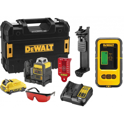 DCE0811D1R DeWALT lazerinis nivelyras + DE0892 linijinio lazerio detektorius