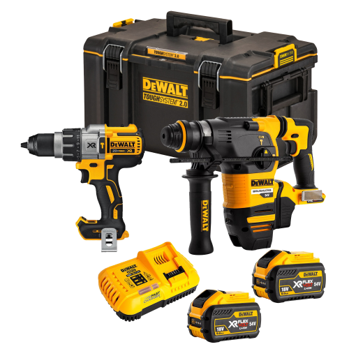 DCH333X2 DeWALT FLEXVOLT 54V SDS-Plus perforatorius 30mm + DCD996N suktuvas-gręžtuvas + TOUGHSYSTEM 2.0 dėžė