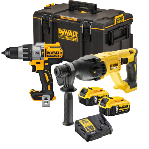 DCH333X2 DeWALT FLEXVOLT 54V SDS-Plus perforatorius 30mm + DCD996N suktuvas-gręžtuvas + TOUHSYHSYSTEM 2.0 dėžė