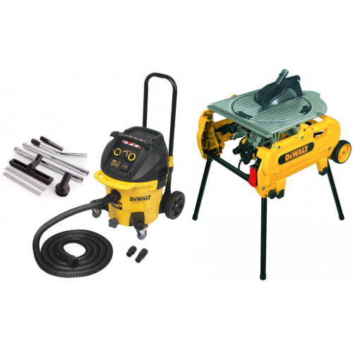 D27107XPS DeWALT elektrinis vartomas pjūklas + DWV902MKIT siurblys