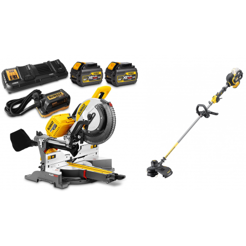 DHS780T2A DeWALT FLEXVOLT 54V XPS skersinio pjovimo staklės (305 mm) + DCM571N 54V trimeris