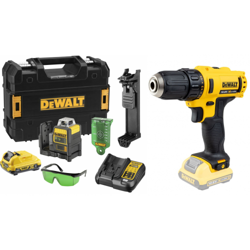 Įrankių rinkinys Žalias lazeris DeWALT DCE0811D1G +  gręžtuvas - suktuvas DeWALT DCD710N