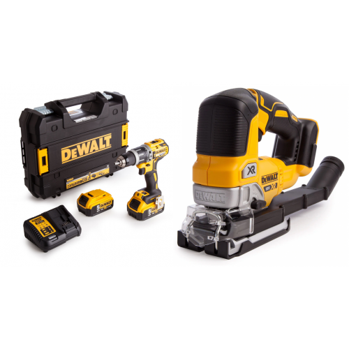 DCD796P2 DeWALT 18V suktuvas – smūginis gręžtuvas + DCS334N 18V siaurapjūklis