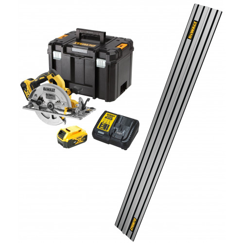 DCS572P2 DeWALT 18V diskinis pjūklas + DWS5022 1.5m kreipiančioji liniuotė