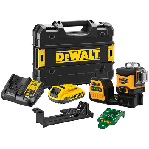 DCE089D1G18 DeWALT kryžminių linijų lazerinis nivelyras (1x2.0 Ah)