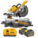 DeWALT DCS727Y2 FLEXVOLT akumuliatorinis skersavimo pjūklas + DE7023 elektrinio pjūklo stalas