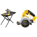 D24000S DeWALT 250 mm plytelių pjovimo staklės su stovu + DWC410 rankinis plytelių pjūklas 110 mm