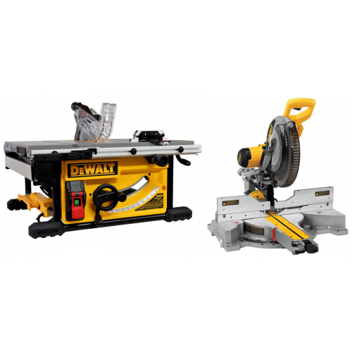 DeWALT DWS780XPS + DWE7492 išilginio ir skersinio pjovimo staklės + DWE74911 + DE7023 stalai