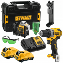 DCK212D2T DeWALT 12V kryžminių linijų lazerio ir suktuvo gręžtuvo rinkinys (2x2.0 Ah)