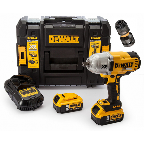 DCF899P2 DeWALT 18V smūginis veržliasukis (2x5.0 Ah) + DOVANA!