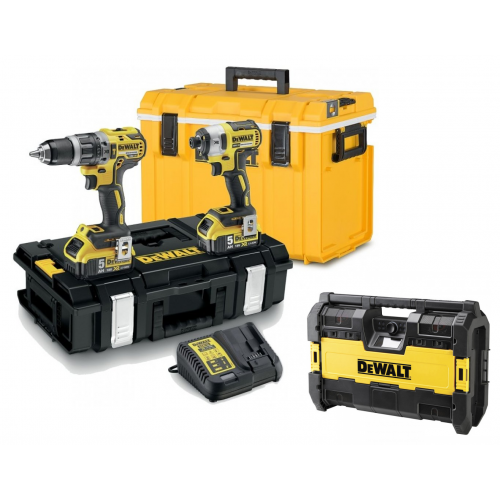 DCK266P2C DeWALT 18V smūginis suktuvas + suktuvas-gręžtuvas + šaltdėžė + DWST1-75663 radija (2x5.0 Ah)