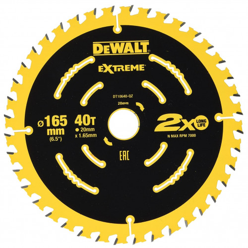 DeWALT pjovimo diskas medienai 165mm x 16/20mm