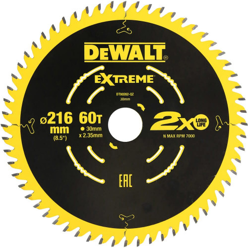 DT90262 DeWALT pjovimo diskas medienai 216mm x 16/25/30mm 60T