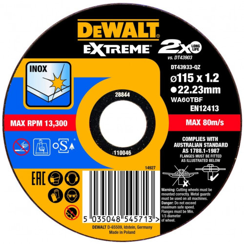 DT43933 DeWALT pjovimo diskas nerūdijančio plieno