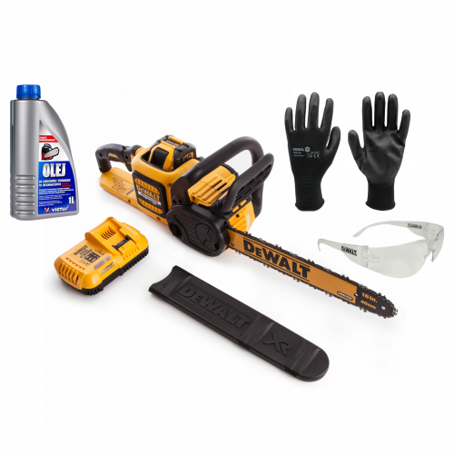 DCM575X1 DeWALT FLEXVOLT grandininis pjūklas + ausų apsauga + pirštinės