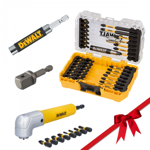 DeWALT magnetinio sukimo antgalių laikiklio, 1/2" adapterio, priedo kampiniam sukimui ir sukimo antgaliu komplekto rinkinys