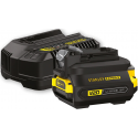 SFMCB121D1 Stanley V20, 18V akumuliatoriaus, adapterio ir kroviklio rinkinys (1x2.0 Ah)