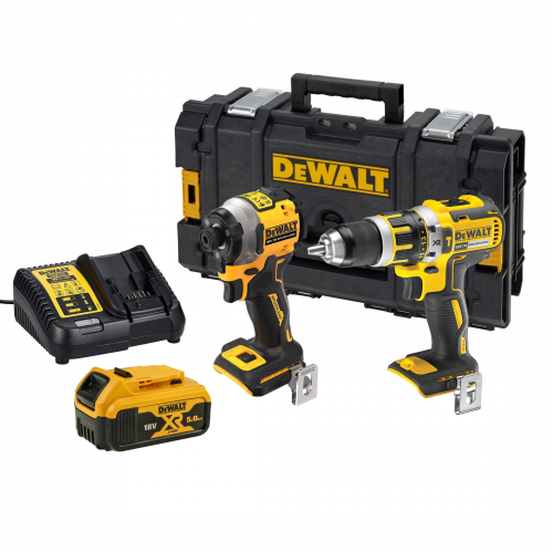 DCK296P1 DeWALT 18V kompaktiškas smūginis suktuvas + suktuvas-gręžtuvas (1x5.0 Ah) + DOVANA!