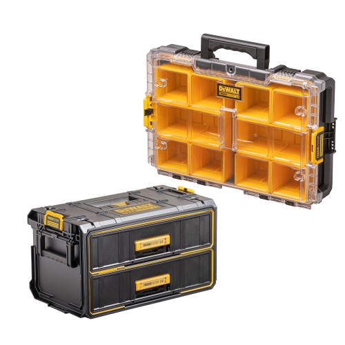 DeWALT TOUGHSYSTEM 2.0 organaizerio ir DeWALT TOUGHSYSTEM 2.0 dėžės su 2 stalčiais rinkinys