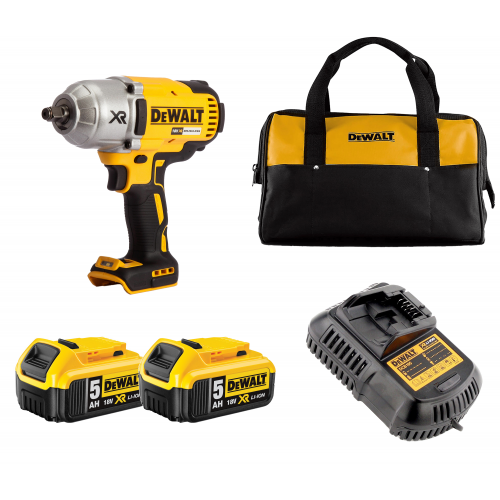 DCF899P2C DeWALT 18V smūginis veržliasukis (2x5.0 Ah) + DOVANA!